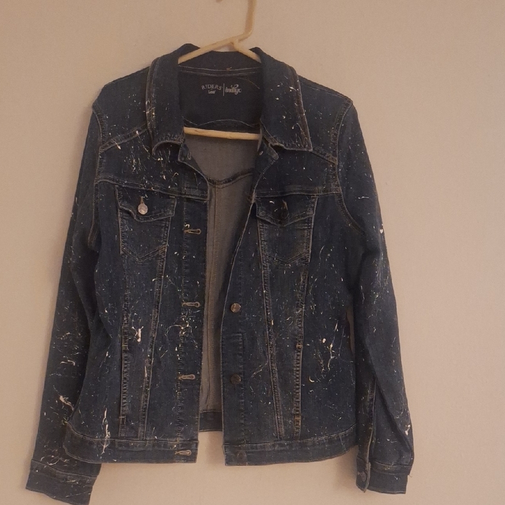 Riders by Lee Blue Jean Jacket with Silver Wing Design, Motorcycle, Rock - Picture 4 of 7